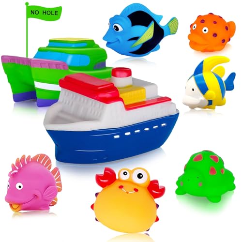 Image of Mold Free Baby Bath Toys - Infant Baby Toys 6-12 12-18 Months - Water Table Toys Pool Toys Fish Bathtub Toys for Toddler 1-3 - Valentines Day Gifts for Boys Girls Easter Basket Stuffers Toy Boats