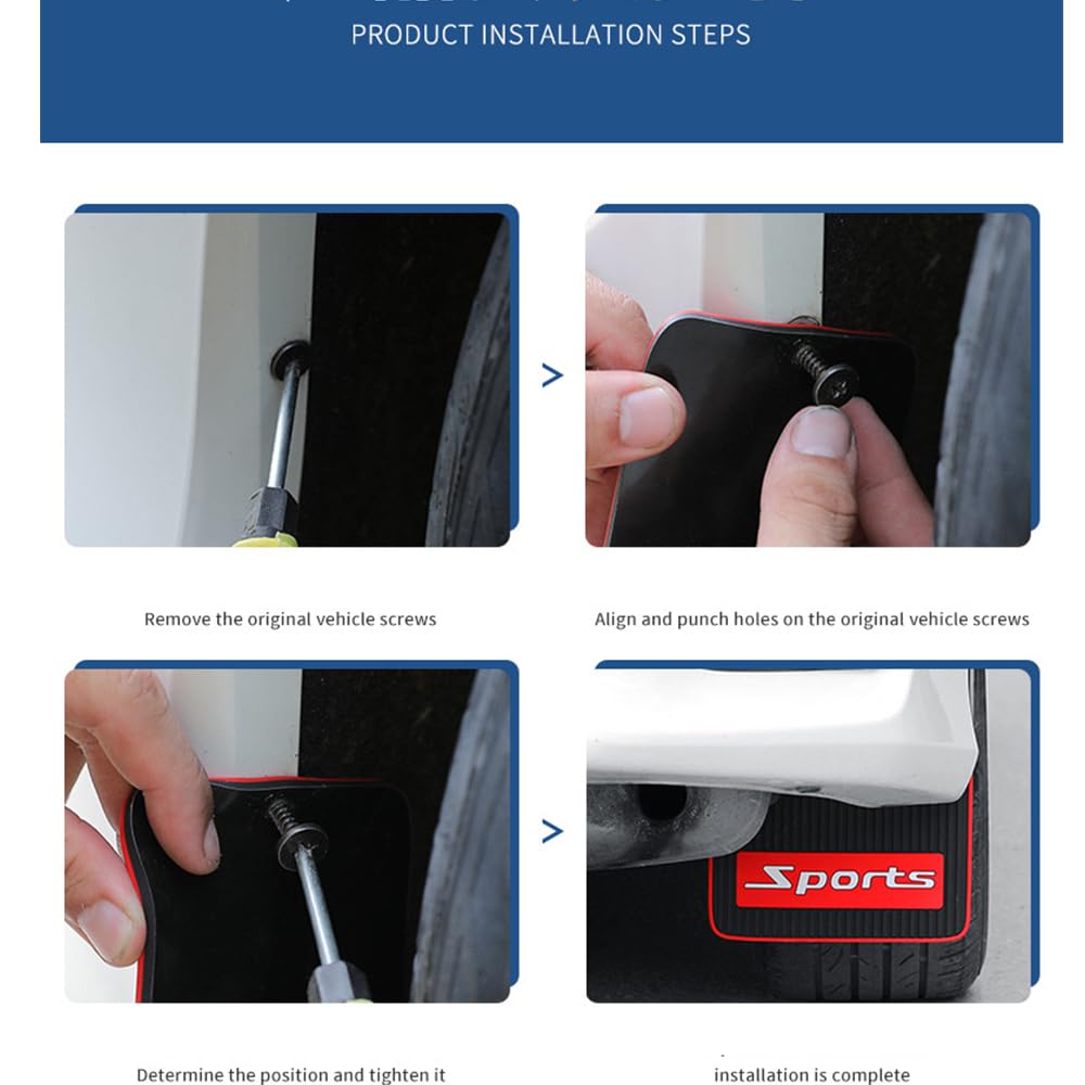 Paraspruzzi Auto In Gomma - 4 Pezzi Universali, Anteriore E Posteriore, Con Viti - Foto 8