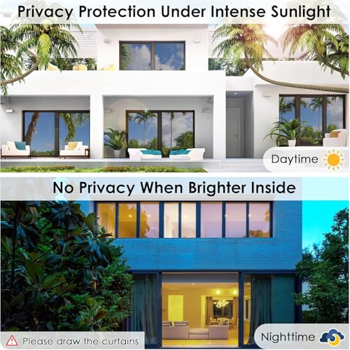 Image of CREON One Way Privacy Window Film, Sun Blocking Heat Control Anti UV Static Cling for Windows Office Door (24 x 150 Inch) Black