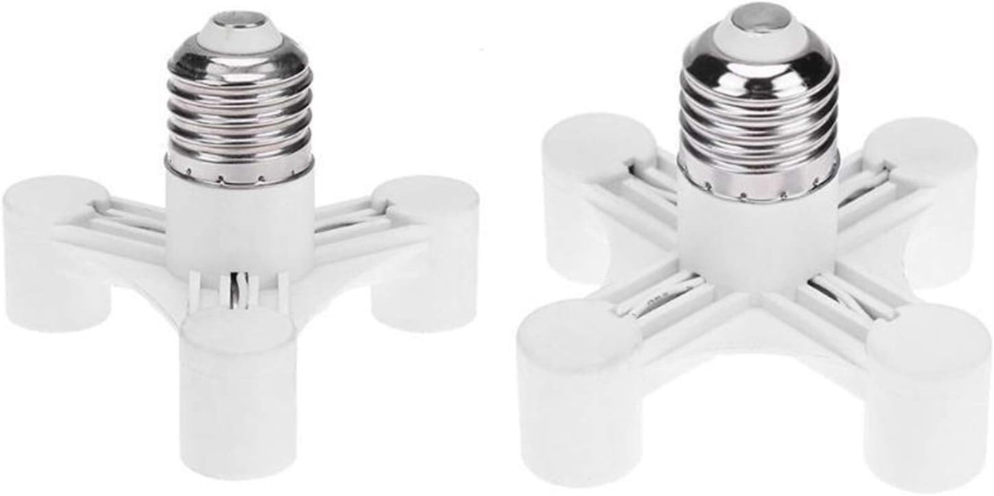 Presa di Ricambio in plastica per portalampada, Adattatore for portalampada da E27 a E14, Splitter a 3 e 4 Teste(4 to 1)