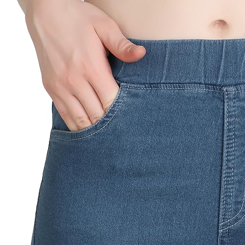 Image of 3 Butterflies!!! Women's Denim Denim Lycra Blend Skinny Fit Jeggings with Stretchable High-Rise Waist Ankle Length Solid Pattern and Elastic Closure Type