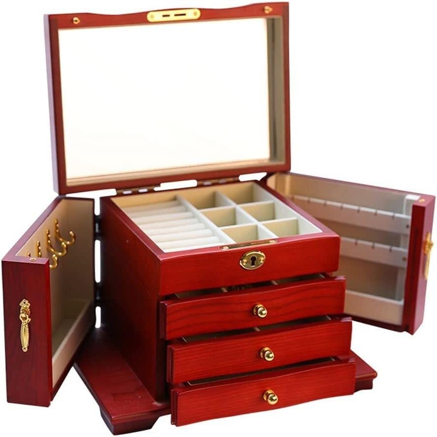 Caja de Madera Grande para Guardar Joyas, exhibir Pendientes, Anillos, Collares, Joyas, Organizador de Regalo, Embalaje