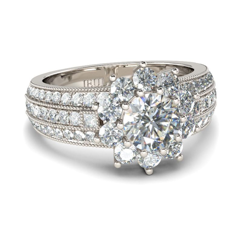 Bague d'éternité en argent et zircone coupe fleur pour femme