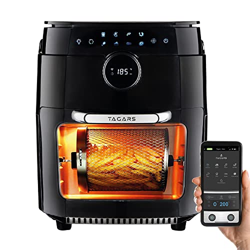 Tagars Forno Friggitrice Ad Aria Calda XL Da 12 Litri Con Display Digitale, Controllo con APP, Sistema A Riscaldamento Rapido, 8 Programmi Di Cottura, Timer e Accessori 1800 W