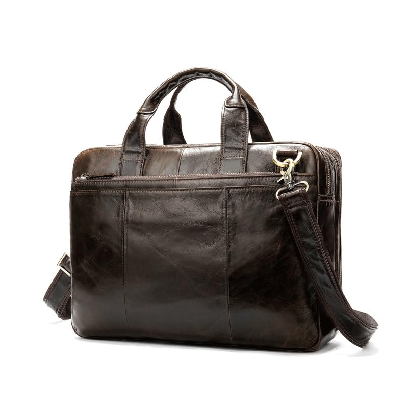 Briefcase Retro Handbag Oil Wax Leather Business Large Capacity Horizontal Business Bag2