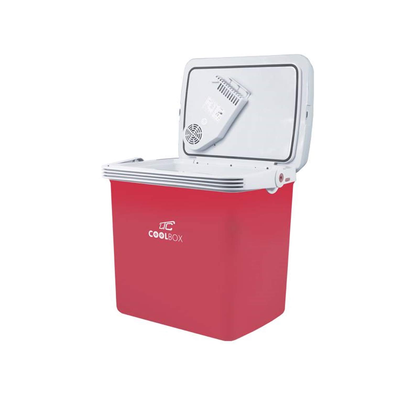 LTC LTCA32 CoolBox lodówka podróżna 32 l, z funkcją ogrzewania, przenośna lodówka samochodowa, czerwona DC12 V AC 220-240 V