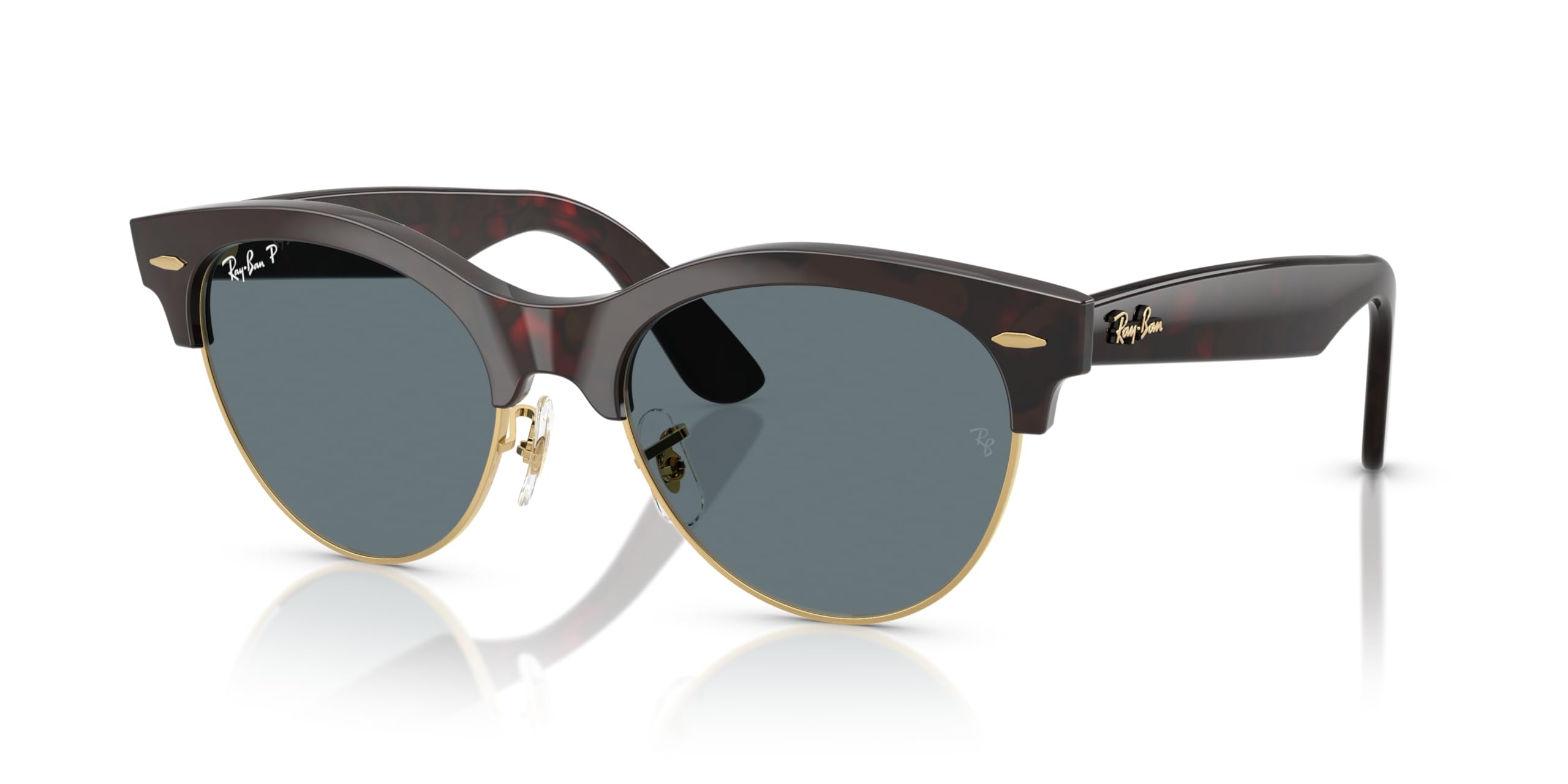 Ray-Ban Unisex Sunglasses Red Havana On Gold Frame Dark Blue Polar Lenses 54MM