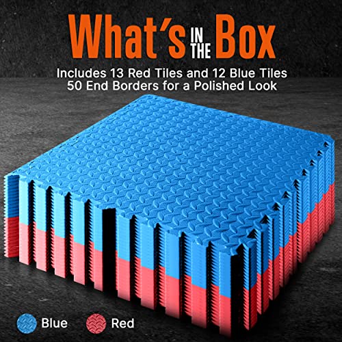 SQUATZ Puzzle Exercise Mat 25/50 Tiles Interlocking Foam Home Mats, 24x24'' EVA Foam Floor 1/2 in Tiles, Protective Flooring for Gym Equipment, Yoga Workouts, Durable Non-Skid Texture, Easy to Assemble miniatura 2