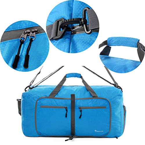 Dimayar 60L Packable Travel Duffle Bag,Unisex Foldable Duffel Bag Large Lightweight Travel Bag Blue