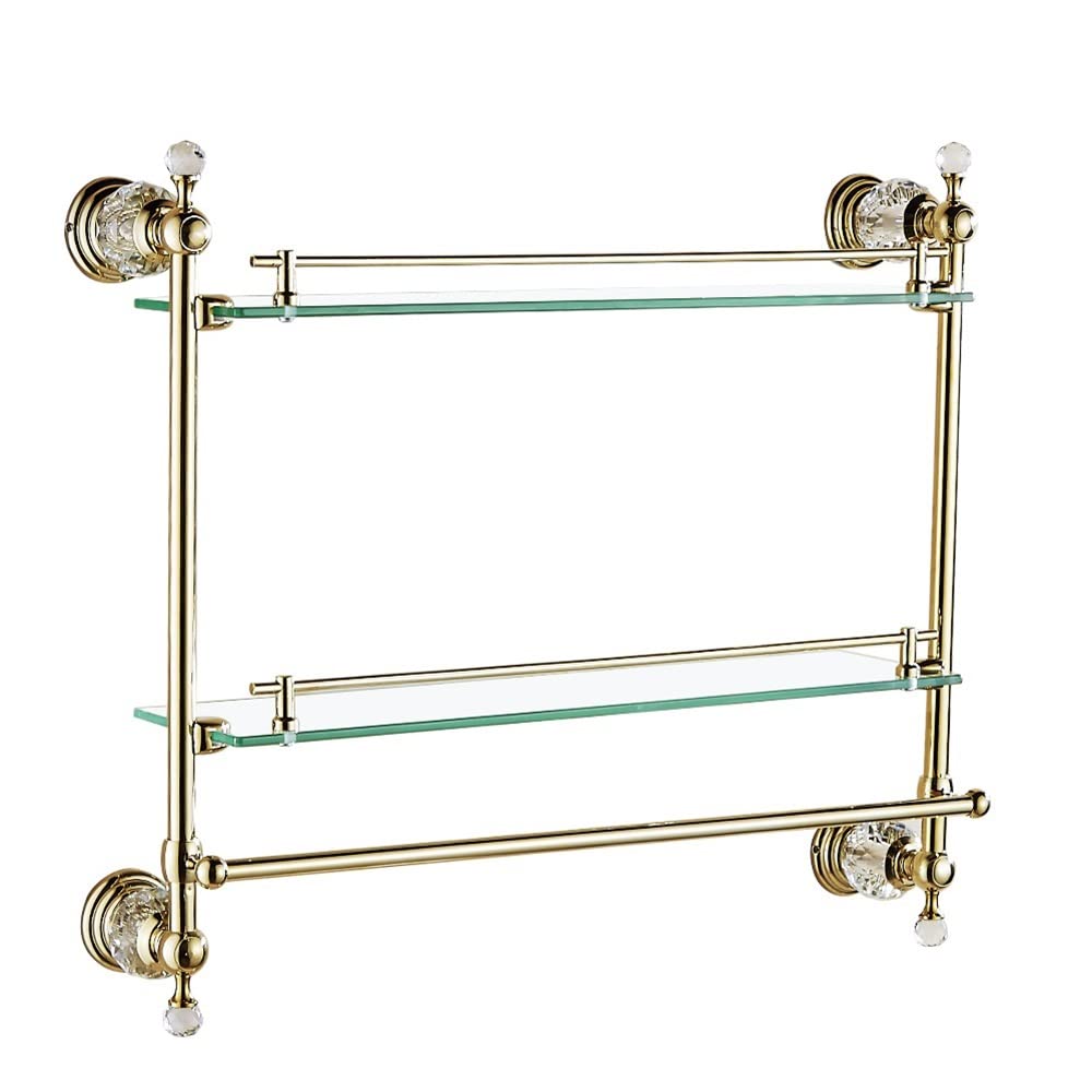 Étagère en verre cristal de salle de bain style bronze antique chic