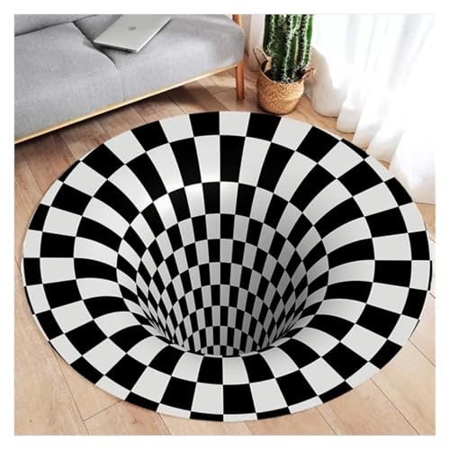 Tapis de sol illusion d'optique vortex rond 140cm antidérapant - 2
