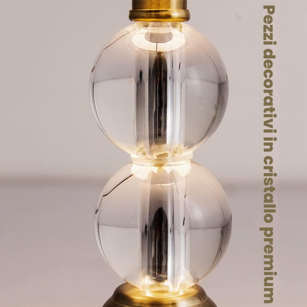 Lampada da Tavolo e Comodino,oro/beige paralume, Camera da Letto, Decorata - Accessori per la Casa - Cristallo - Stoffa - Metallo - E27 Max. 60 Watt - 25 x 47 cm