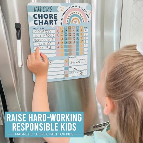 Image of Magnetic Chore Chart for Kids Dry Erase Reward Chart for Home and Classroom | Boho Classic Reusable Behavior Charts for Kids at Home and School, Weekly Magnet Responsibility Tracker for Teens and Adults