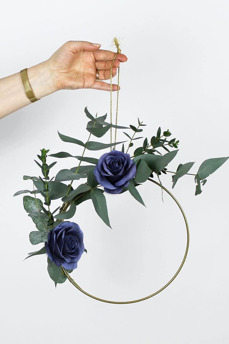 LVEFIT Artificial Rose Flower Artificial Flowers Flower with Long Stem Silk Roses Bouquet for Wedding Bridal Shower Party Home Decoration (Navy Blue, 12 Pcs) - Image 7