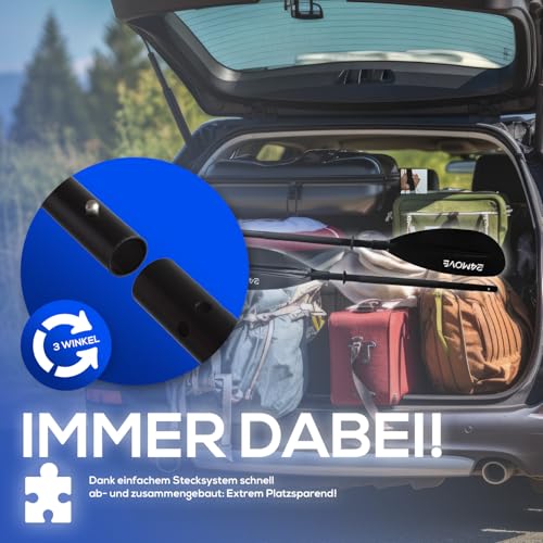 24MOVE® Doppelpaddel LAGO Kajakpaddel Aluminium 220 cm Schwarz