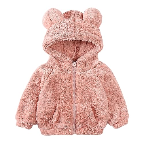 Toddler Unisex Fleece Hoody Jackets Trendy Zip Up Warm T𝐞ddy Coat Kids Cute B𝐞ar Ears Winter Casual Outwear Tops
