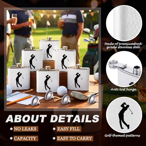 Teecyhooo 6 Pcs Leather Golf Flasks
