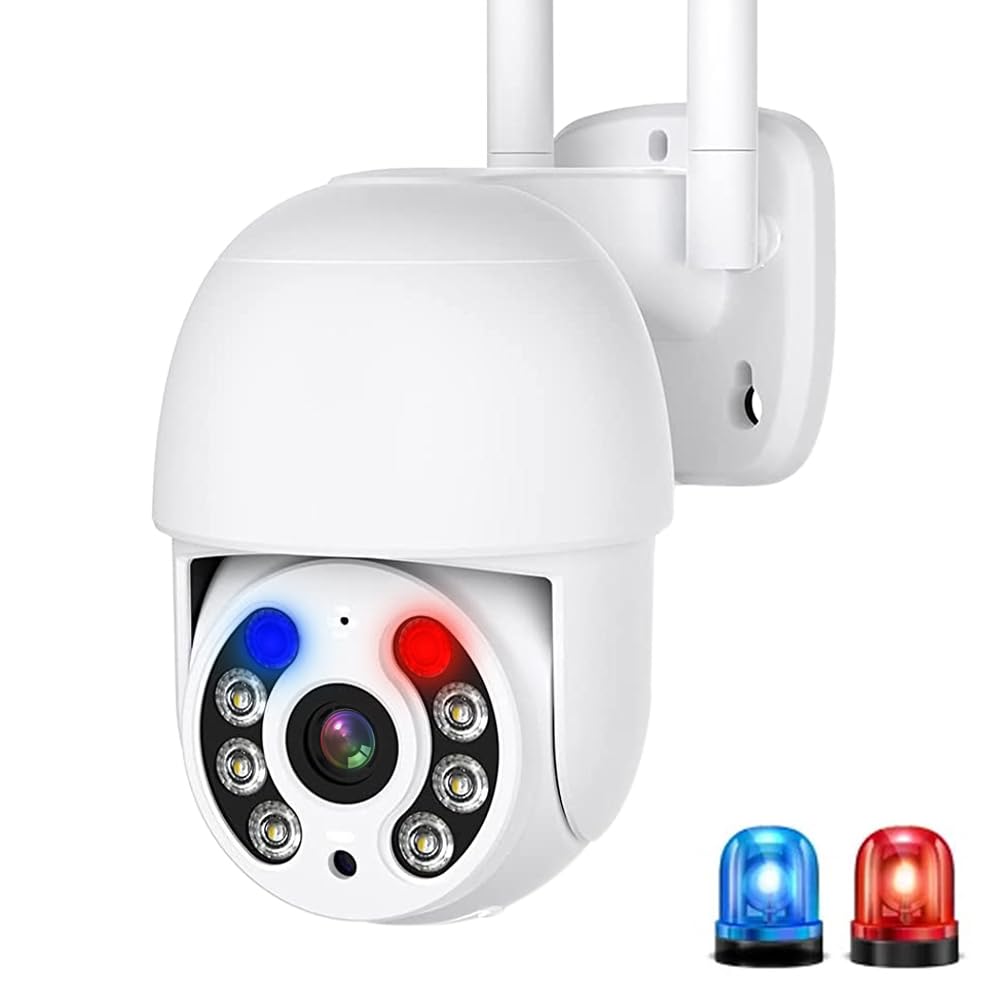 E T EASYTAO C05 Cámara de Seguridad Exterior WiFi 3MP con Alarma Roja/Azul