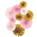 Mybbshower Pink Gold Paper Rosettes for Girl Baby Shower Princess Birthday Party Wall Home Nursery Room Decorations Pack of 10