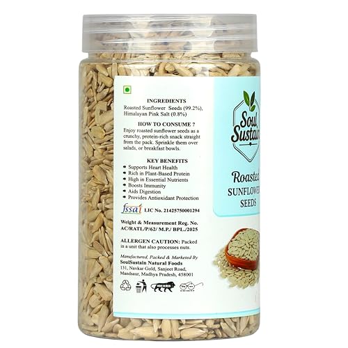 Image of Roasted Sunflower Seeds Snack (420 GM) | Roasted Seeds | Healthy Plant Protein, Fiber & Omega | Gluten Free Vegan Snack for Workout, Travel, School | Sunflower Kernels | Natural Roasted Seeds