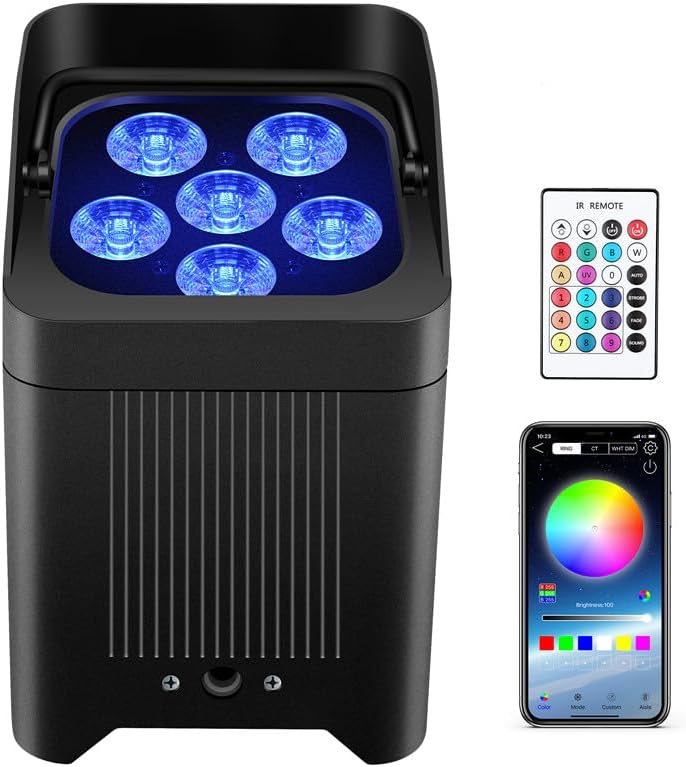 Battery Powered Uplight 108W RGBWA+UV Par Light