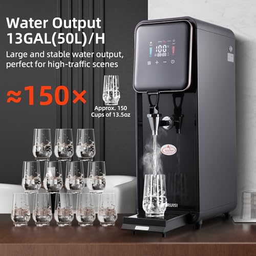 Image of Hot Water Dispenser, 1600W Commercial Hot Water Boiler with Dual Water Inlet Options (Water Pump and Water Source Connection), 50L(13Gal) /H Large Hot Beverage Dispenser, 12L