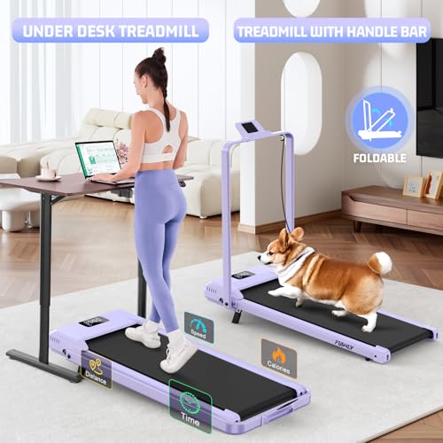 Image of FUNMILY Upgrade Walking Pad Folding Treadmill with 12% /15% Incline & Handle Bar, 3.5HP Foldable Under Desk Compact Treadmills for Home /Office /Gym, 400+lb Capacity, Shock Absorption