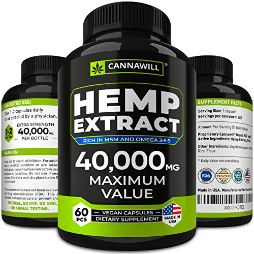 Hemp Oil Capsules 40000MG - Best for Anxiety & Stress Relief - Hemp