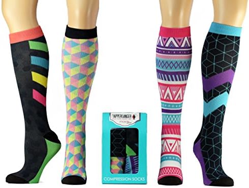 Women Compression Socks Nurses Best for Varicose Running Compression Socks Diabetic + Travel Compression Socks Crossfit + Shin Splint Graduated 15-20 mmGH L/XL Size 8-12 Fun Colorful