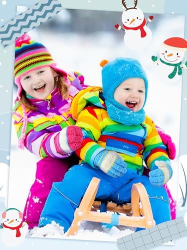 Image of SATINIOR 5 Pairs Kids Gloves Full Fingers Knitted Warm Gloves Winter Mittens for Little Boys and Girls Daily Supplies