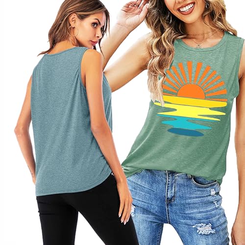 Sunrise Sunset Sunshine T Shirt for Women Outdoor Workout Hawaii Beach Sea Nature Adventure Tee Top4