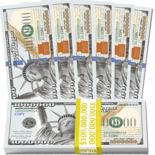 BOOSTEDBLUE Pack of 100 | Million Dollar Bill | 100 Novelty one Million Dollar Feel, Favorit Choice for Schools | Industry Approved (White)
