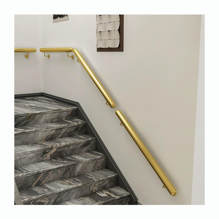 Rambarde d'escalier dorée en métal style industriel de 30 à 180 cm pour intérieur et extérieur