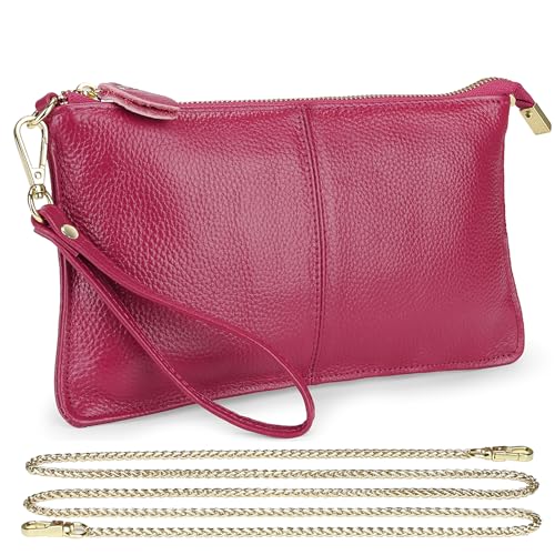 Image of Uromee Genuine Leather Wristlet Wallet Clutch Purses with Detachable Chain