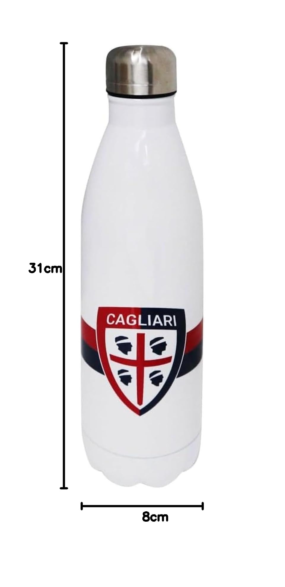 Borraccia termica 750 ml compatibile con Cagliari Calcio Bianca