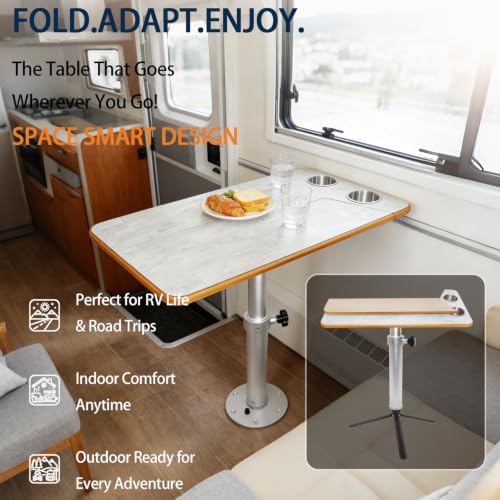 Mesa de comedor plegable con soporte de trípode extraíble para camper 31.5" 7
