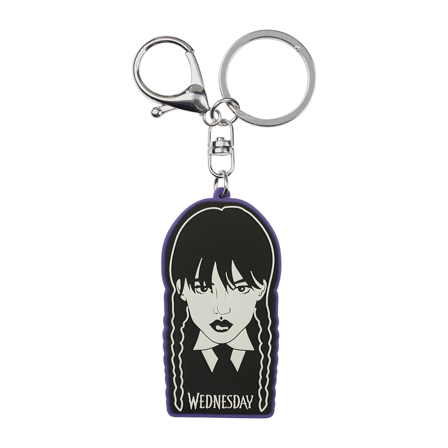 Wednesday Braid-Brand Keychain, Black, 6 x 10 cm
