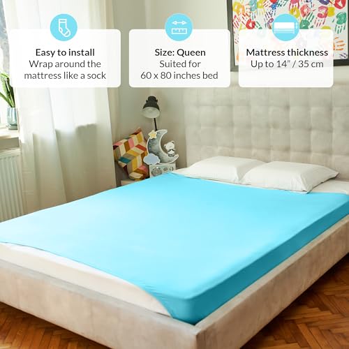 Image of Sensory Compression Blanket | Spandex Bed Sheet for Kids & Adults | Deep Relaxing Feeling, Release Oxytocin | Helps With: SPD, Anxiety, ADHD, Autism and More | Breathable & Stretchable | Queen Size