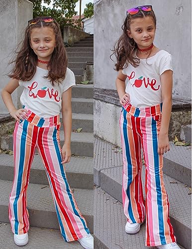 Image of Zaclotre Girls Flare Leggings High Waisted Yoga Pants with Pockets 5-16 Y | Kid Bell Bottoms, Wide Leg Pant, School Uniform, Casual Clothes, V Crossover Waist, Stretchy, Athletic, Dance