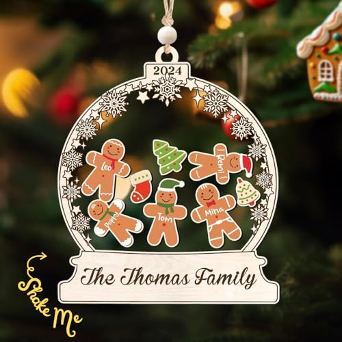 Tropiv Personalized Gingerbread Family Ornaments with Dogs