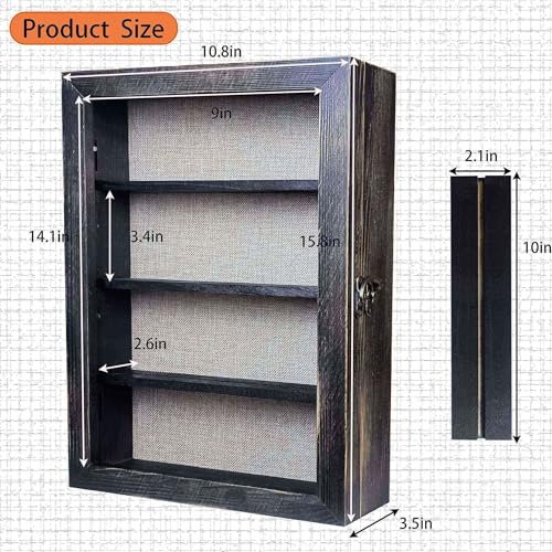 Image of Black 11x16 Large Shadow Box Frame Deep Shadow Box with Shelves Pet Memorial Shadow Box Display Case with Linen Back for Handicrafts,Picture Frames,Medals,Coins,Pins Collection and More