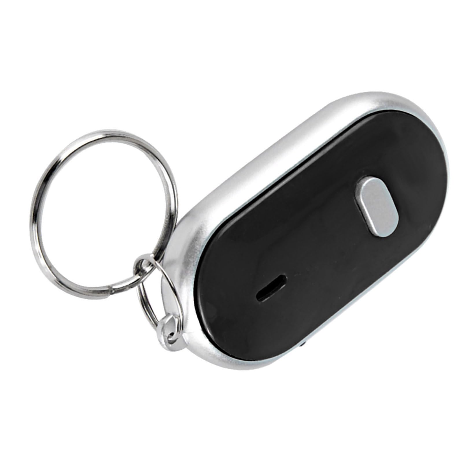 Portachiavi con Attivazione Vocale, Localizzatore Sonoro a Comando Vocale, con Fischio e Luce LED, 7 Metri, per Portafoglio Borsa Animale Domestico Borsa (BLACK)