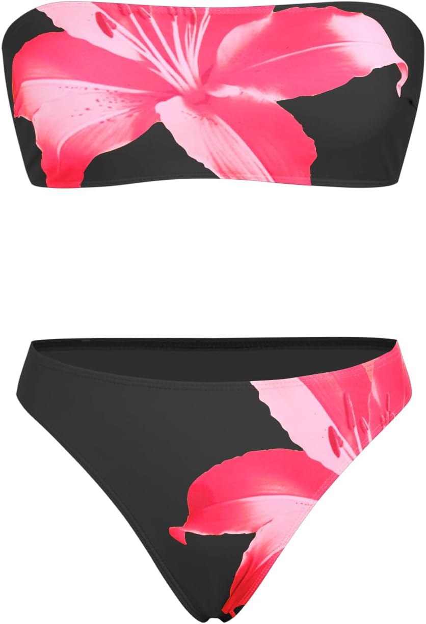 ZAFUL Womens 3pcs Bikini Swimsuits Bandeau 3 Piece Swimwear High Cut Bikini Sets with Long Sheer Coverup Dress - Image 5