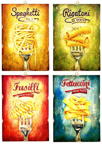 Quattro Quadretti Stile Vintage Serie Pasta