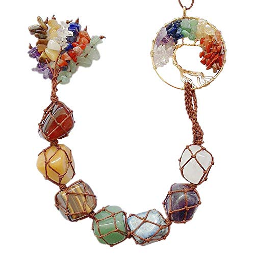 Anjiucc 7 Chakra Stone Healing Crystal Tree of Life Wall Hanging Home Interior Decoration?Window Decoration?Yoga Meditation