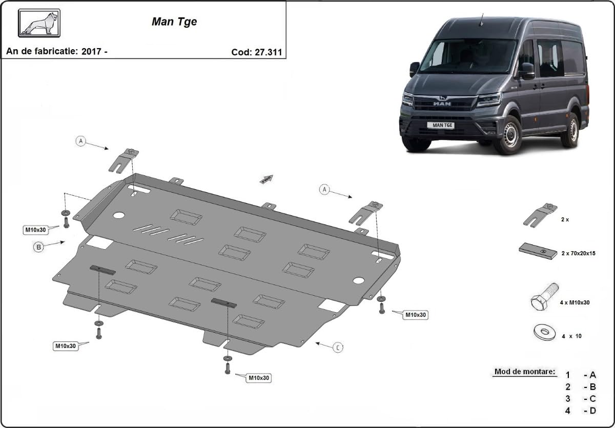 Protection métallique sous moteur compatible avec Man Tge - (2017-2024)
