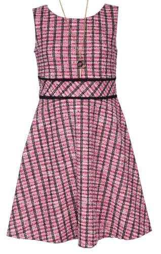 Bonnie Jean Girls 7-16 Pink Boucle Knit Black Cardigan Dress2
