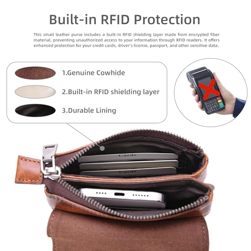 Image of Iswee Rfid Blocking Small Crossbody Bag for Women Travel Classic Style | Genuine Leather，Adjustable Shoulder Strap,Fits 6.9 inch Phone,Anti-Theft Purse,Perfect for Daily Use and Weekend Travel