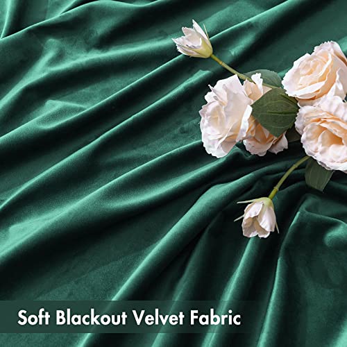 Image of MIULEE Dark Green Blackout Velvet Curtains Drapes 84 Inch Long 52 inchx84 inch | Luxurious Bedroom Living Room Decor, Room Darkening, Thermal Insulated, Rod Pocket Design, Super Soft Fabric