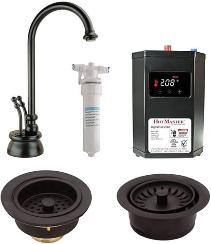 Westbrass CO145-12 Docalorah - Kit de grifo dispensador de agua caliente y fría de 10 pulgadas con tanque de calefacción filtro colador de fregadero